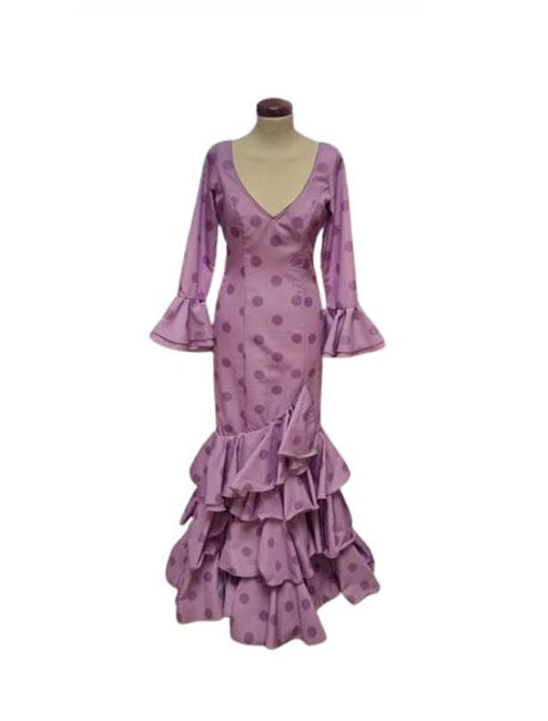 Size 36. Flamenco Costume. Lolita Purple Polka Dots Mauve Background